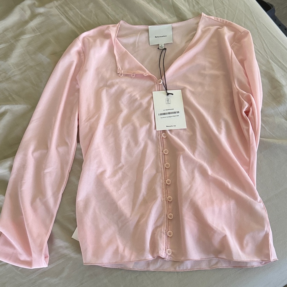 NWT REFORMATION Val Knit Cardigan, Pink, size S - Picture 5 of 8